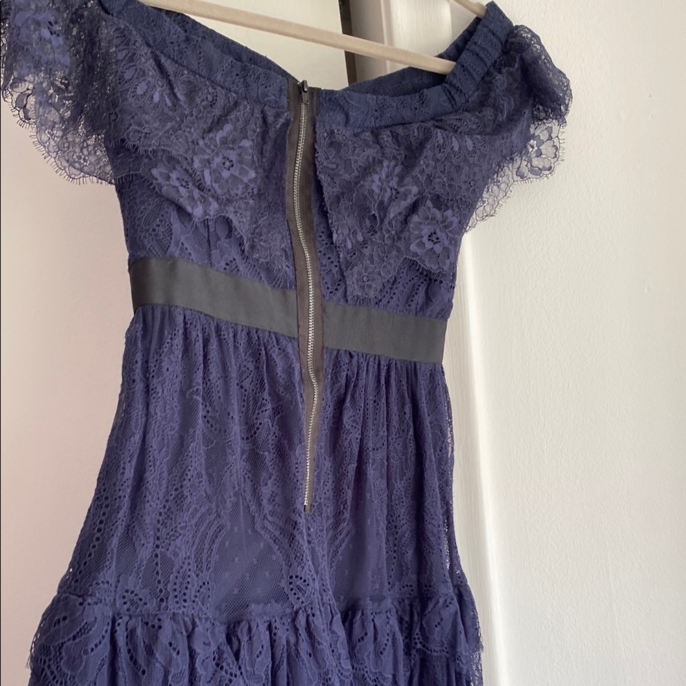 Self-Portrait Navy Strapless Lace Dress - Picture 8 of 10